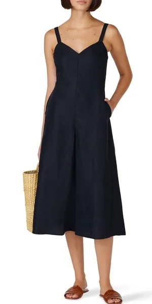 Club Monaco Linen/Cotton/Lyocell Wide Leg Midi Jumpsuit Size 10 thumbnail 1