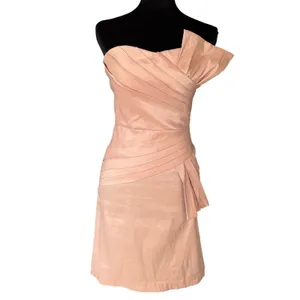 Strapless Pleated‎ Cocktail Dress Pink/Peach Rose Gold Mini thumbnail 2