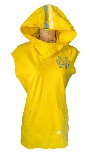 Nike Sleeveless Hoodie Women L Yellow UNC Tar Heels Graphic‎ Cowl Neck Sporty thumbnail 1