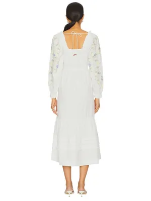 Damson Madder Junia Midi Dress in Embroidered 6 New Floral Cotton thumbnail 2