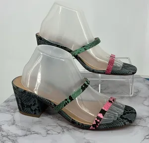Steve‎ Madden Block Heel Strappy Sandals 9.5 Multicolor Snakeskin Open Toe Boho thumbnail 1