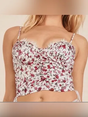 For Love & Lemons Melrose Floral Lace-Trim Bustier Top thumbnail 2