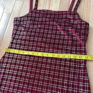 Altar'd State Red Silver Plaid Mini Dress Womens Large Coquette Tweed Slip Dress thumbnail 5
