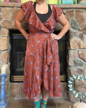 Anthropologie Ruffle-Sleeve Printed-Wrap Maxi thumbnail 7