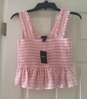 Forever 21 Pink Gingham Top thumbnail 1