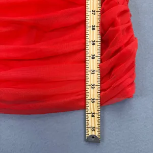Alice + Olivia Red Ruched Mesh Mini Dress Spaghetti Strap Size‎ 6 Bodycon Zipper thumbnail 6