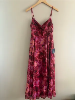 Lulus Beautiful Soul Burgundy Floral Print Twist-Front Maxi Dress Size Large thumbnail 3