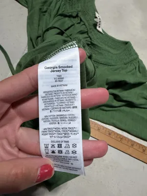 Boden Georgia smocked jersey top Women’s Green Peasant Blouse 4 thumbnail 9