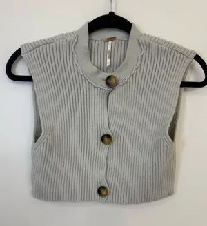 Free People Naiome Rib Micro Vest in Truthsayer Grey Size Small thumbnail 1