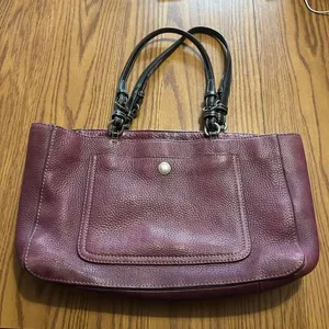 Coach Chelsea Handbag Pebble Shoulder Bag Hobo Purse Leather Burgundy thumbnail 1