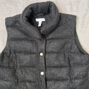 Charter Club Black Metallic Gold‎ Tweed Puffer Vest Quilted Jacket Size S thumbnail 7