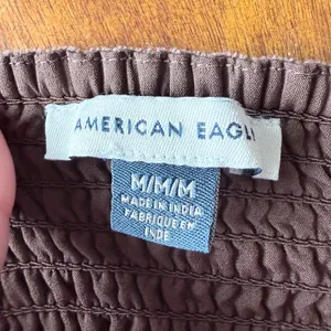 American Eagle AEO Brown Corduroy Baby Doll Tiered Mini Dress Puff Sleeves M thumbnail 5