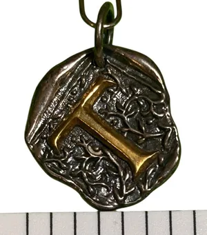 Waxing Poetic Insignia Initial T Pendant Charm Sterling Silver Brass Wax Seal thumbnail 1
