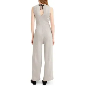 NWT J.Crew Sleeveless Lurex Jumpsuit in Silver Metallic Velvet Tie Jumper S $188 thumbnail 5