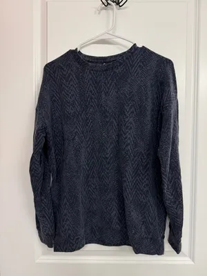 Athleta Navy Abstract Print Soft Crewneck Sweatshirt Women’s Small thumbnail 3
