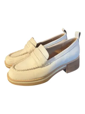 Crown Vintage Nirea Ivory Leather Platform Loafers Block Heel Size 7.5 thumbnail 2