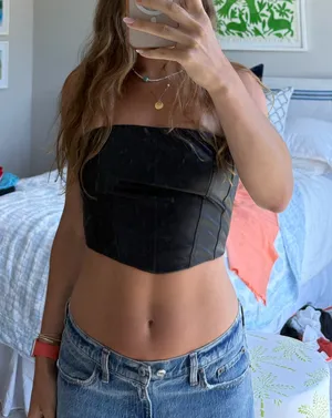 Black Leather Top Size M thumbnail 1