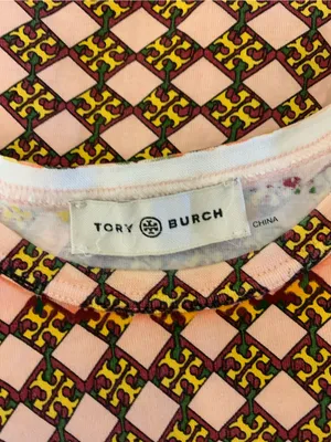Tory Burch Logo Checker Print T-Shirt Large Short Sleeve thumbnail 4