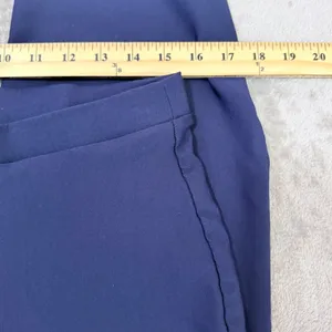 Crown & Ivy Pants Women Stretch Pull On Flare Workwear Trousers Size L Navy thumbnail 6
