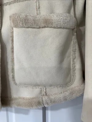 Vintage Mudd 90s Tan Faux Sued Fur Winter Teddy Coat Jacket Size M thumbnail 5