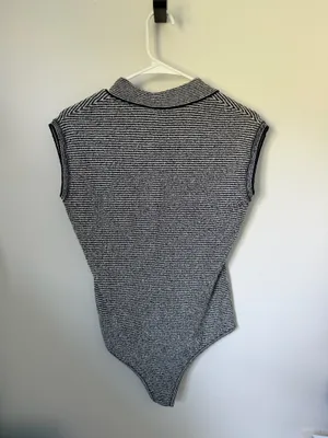 ZARA Striped Bodysuit Navy and White thumbnail 3