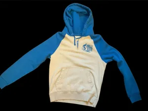 Hollister Blue and Cream Hoodie Size XL thumbnail 1