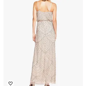Adrianna Papell scalloped sequin nude maxi dress 2 thumbnail 2