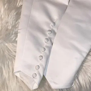 White Bridal Wrist Cuffs with Rose Trim thumbnail 3
