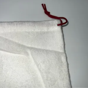 Christian Louboutin Pair of White Cotton Flannel Drawstring Dust Bags w/Red Logo thumbnail 3