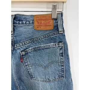 Levi's 501 Distressed Medium Wash High Rise Skinny Jeans White Oak Cone Denim 24 thumbnail 4