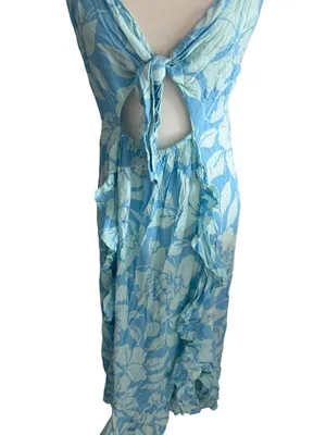 ANGIE. Blue Floral Cutout Maxi Dress Sz M NEW NWT thumbnail 2