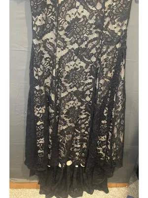 NWT Women L 8 10 Black Lace Mermaid Maxi Gown Gothic Formal Evening SHEIN Belle thumbnail 3