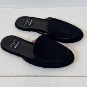 Theory X Newbark Black Suede Leather Mule Flats Womens 8 Comfort Shoes Preppy thumbnail 8