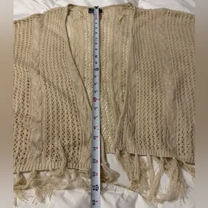 POL Cream Oversized Cap Sleeve Cardigan with Fringe - NWOT - Size S thumbnail 10