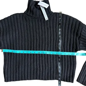 NEW Topshop Black Ribbed Turtleneck Sweater Black Cropped thumbnail 3