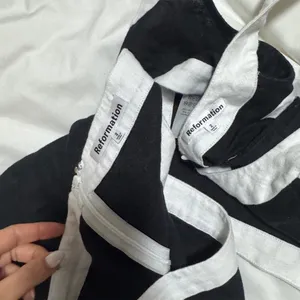 Reformation Robbie Linen Two Piece Set in Black & White thumbnail 6