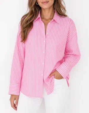 Zara Button Down Women's XS Pink Striped Long Sleeve Excellent thumbnail 1