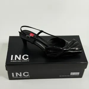INC International Concepts Winnetp Black Crinkle Bow Slingback Kitten Heels 7.5M thumbnail 7
