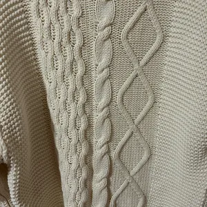 Cozy Cream White Cable Knit Sweater thumbnail 3