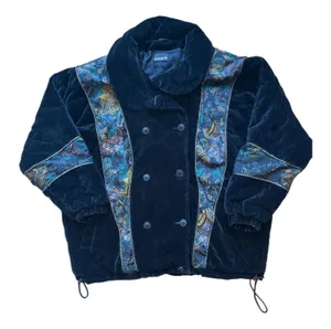 Vtg ELEMENTS Y2K Velvet Quilted Jacket Abstract Print Size L oversized thumbnail 1