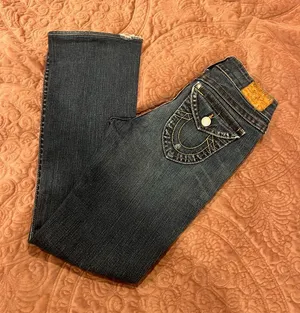True Religion Dark Indigo Flare Jeans with Contrast Stitching 28” thumbnail 1