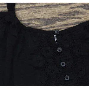 NWT American Rag Crochet-Trim Cold-Shoulder Blouse Shirt Top Classic Black S thumbnail 7