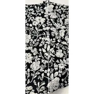 Croft & Barrow Womens 3X Black White Floral Rayon Button Front Short Sleeve Top thumbnail 7