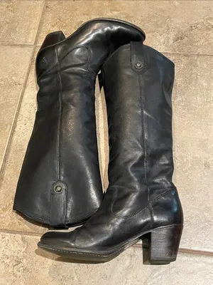 FRYE Jackie Button Leather Tall Boots Women's 8B Black Knee High 76575 thumbnail 14