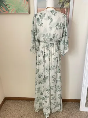 Baltic Born Kia Kimono Maxi Dress in Sage Floral XS thumbnail 6