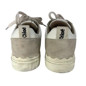 Chloé‎ Lauren Leather Suede Platform Sneakers White Beige 37 thumbnail 12