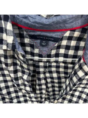 Tommy Hilfiger Gingham Plaid Cotton Flannel Button Down Shirt S Cottage Western thumbnail 4