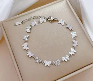 Adjustable Butterfly Charm Bracelet for Women Silver thumbnail 1