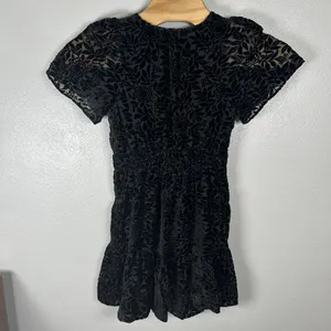 Anthropologie Somerset‎ Mini Dress Womens Small Black Floral Velvet Tiered Vneck thumbnail 4