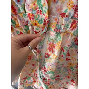Sadie & Sage Floral Short Sleeve Romper White Multi‎ Color Button Front Size M thumbnail 6